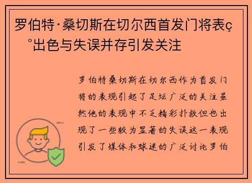 罗伯特·桑切斯在切尔西首发门将表现出色与失误并存引发关注